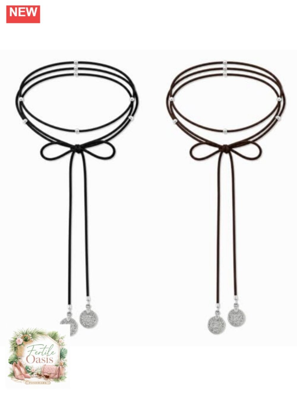 Gothic Bow Velvet Choker Set of 2 Long Wrap Collar Necklaces Women Party Gothic